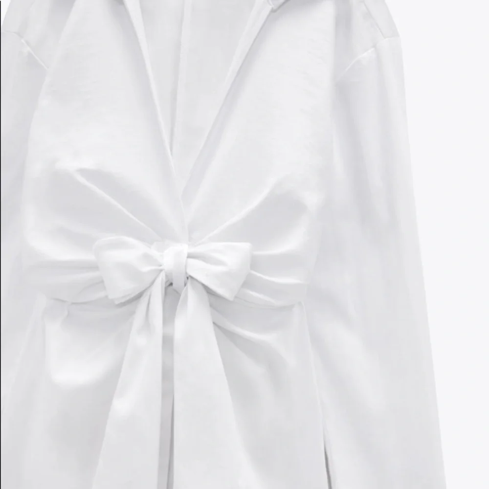 Zara Short Stretch Poplin Dress White Knot 4661/118 - Picture 9 of 10